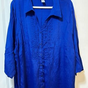 Bright Blue Dressy Blouse Maggie Barnes 3X